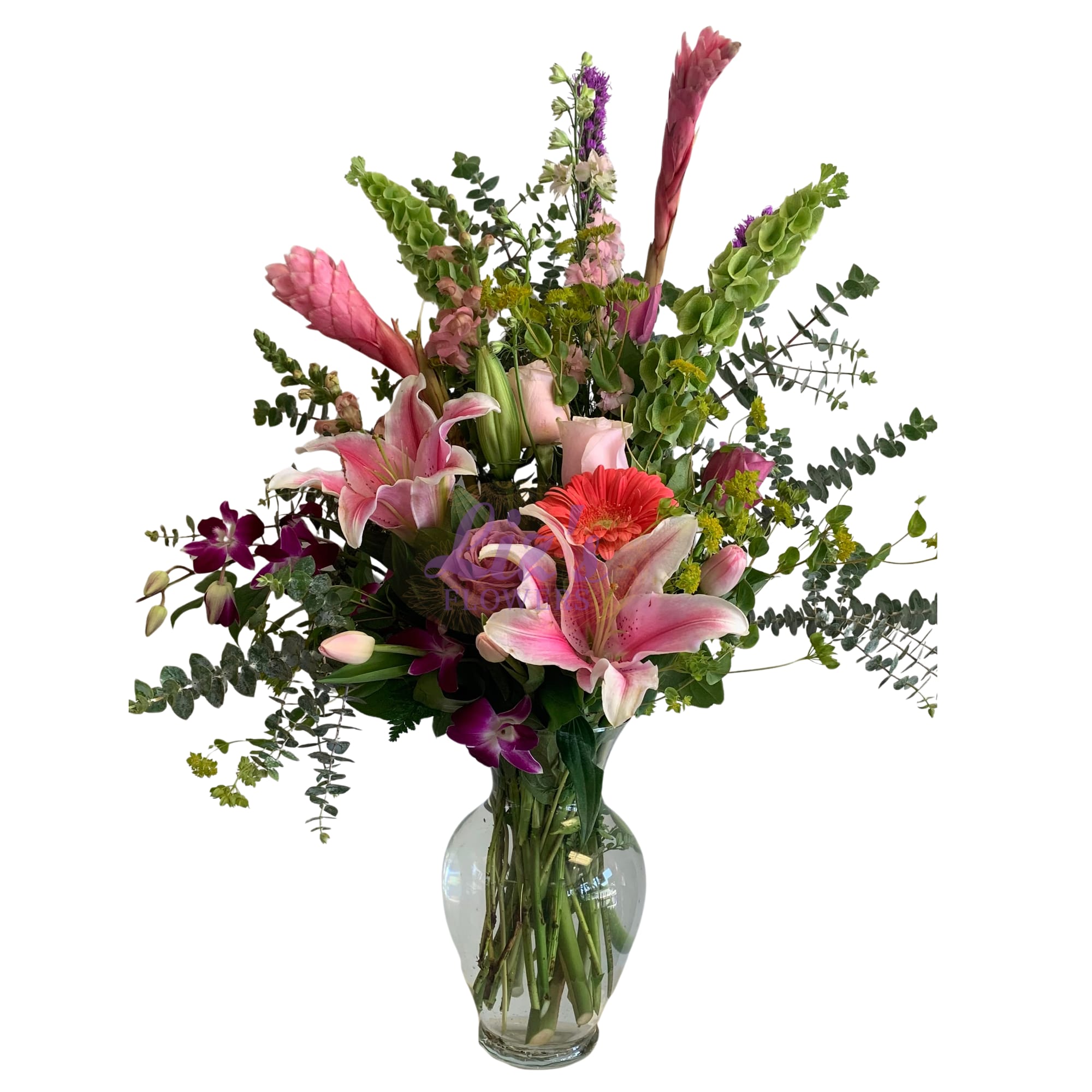 For your special day, by Liz - Mixed seasonal flowers! Unique created in vase to make someone day special!!!
