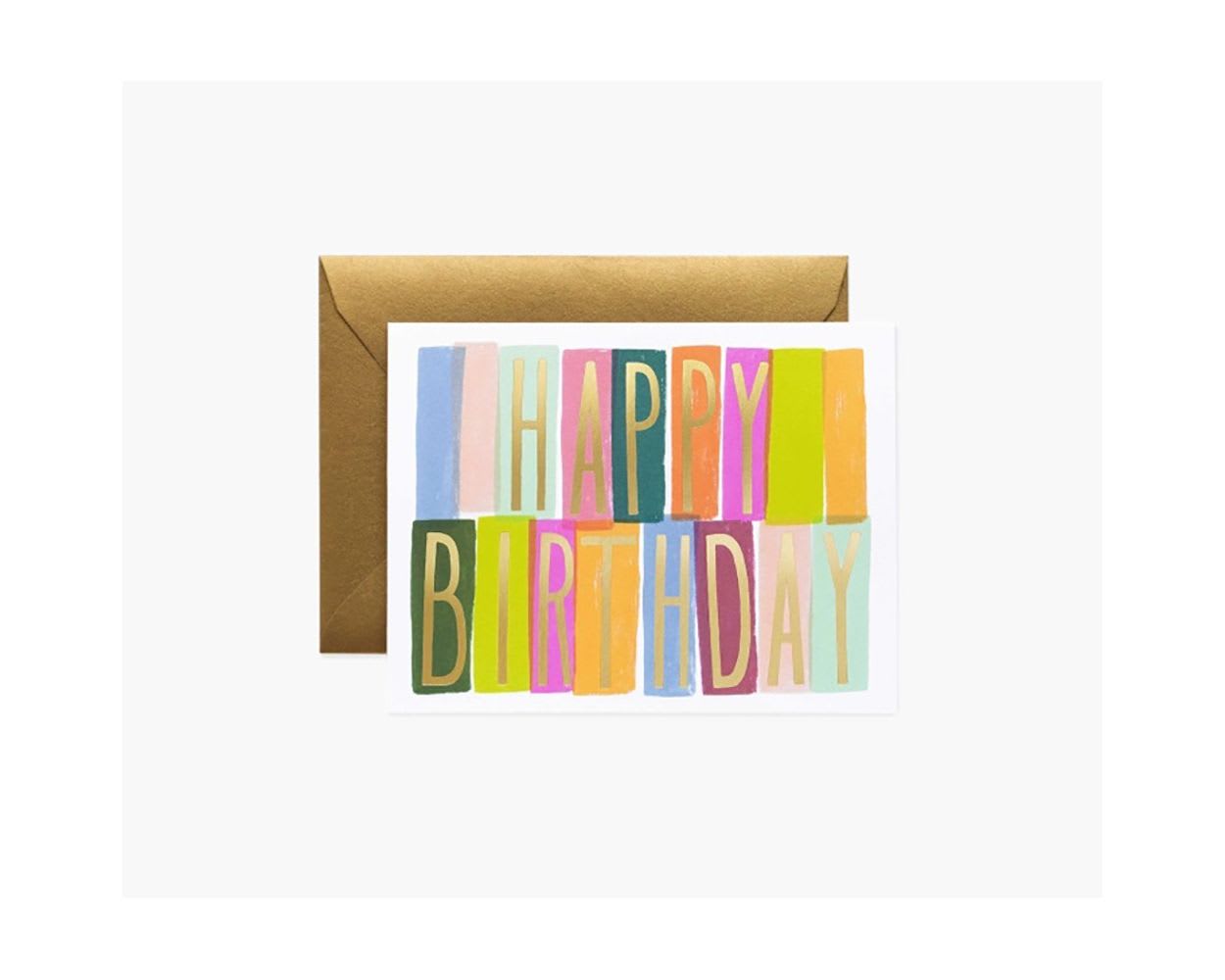 Birthday greeting card with a brown envelope