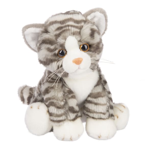 Grey Tabby Cat - Experience cuddly joy with our adorable stuffed animal, crafted with love and designed to bring smiles and comfort to all.