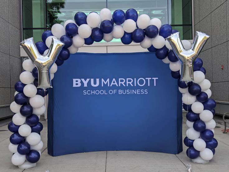 Spiral Balloon Arch - The Classic Spiral Balloon Arch is built with clusters of latex balloons in a repeating pattern that creates a gorgeous display of festivity for an event All designs are air filled with a weighted base. All hardware is RENTED only. Must be returned to Campus Floral with in one week of event. If not returned, additional charges will be applied. All Balloon sales are FINAL. 
