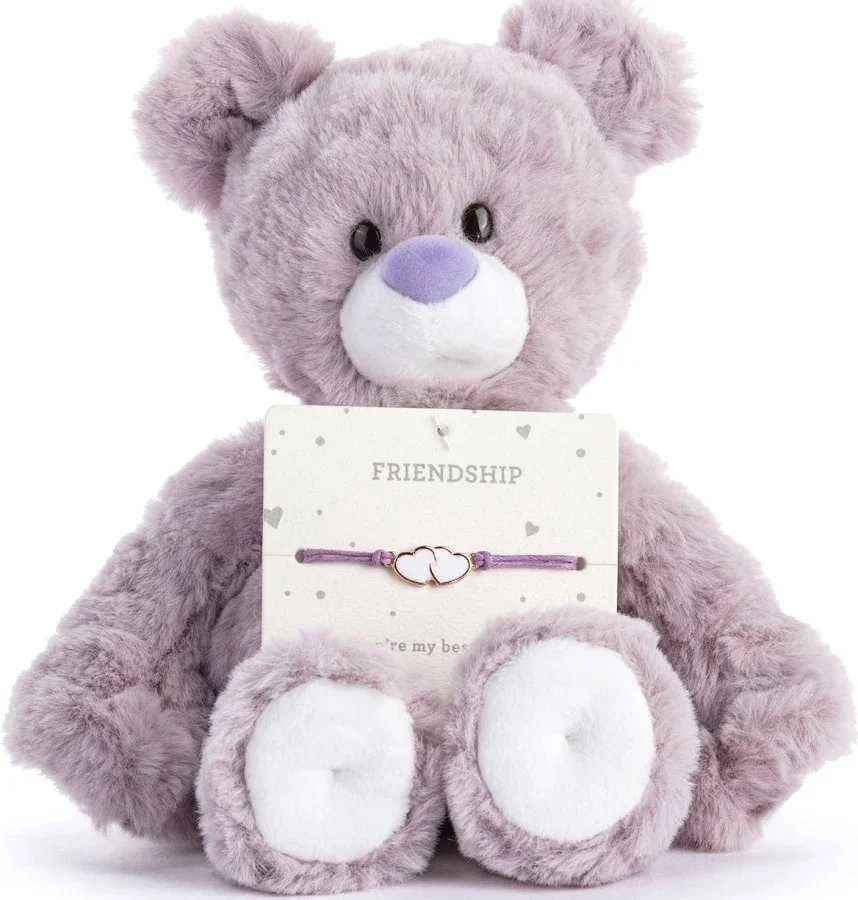 Friendship Lavender Plush Bear - Part huggable bear, part something sparkly to wear! The XOXO Cream Bear - 8in features a snuggly bear with a unique wearable bracelet.