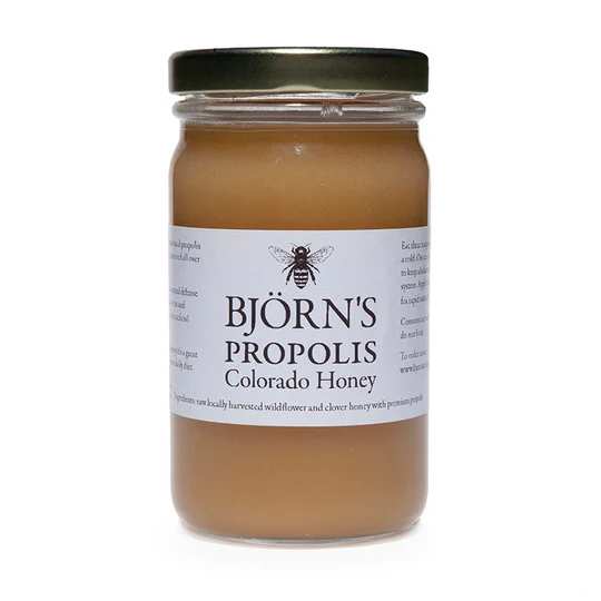 Jar of Colorado honey with a labeled lid