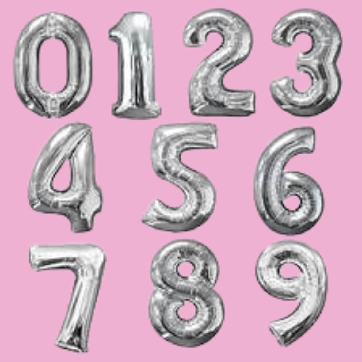 34" Silver Number Balloons  - Celebrate a milestone with gleaming silver number balloons-the perfect party accent for birthdays, anniversaries, graduations, or any number-driven celebration. These foil number balloons make the recipient feel honored and seen: the metallic finish catches light for a bold, festive statement that reads "this moment matters" from across the room.