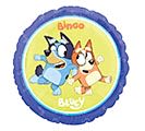 18" Bluey Mylar - A cheerful 18" foil balloon featuring Bluey and Bingo makes a joyful finishing touch for a kids' birthday celebration. This Bluey Mylar party balloon brings playful, cartoon energy to a child's special day and pairs easily with bright floral arrangements or as a solo gift to delight a young fan.  The round balloon has a blue scalloped outer edge, a sunny yellow center, and bold, colorful artwork of the characters that pops across the design in blue, orange, white, and yellow. Lightweight and easy to add to a bouquet or tie to a gift, it's sized for tabletop displays or party centerpieces and complements vibrant, child-focused décor. Order it to make the birthday child feel celebrated-perfect for toddlers through early elementary ages-and include with any floral delivery for an extra smile.