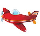37" Airplane Mylar - A bright, playful airplane-shaped mylar balloon that instantly reads as birthday celebration or party décor for kids - the 37" airplane mylar balloon brings bold color and cheerful motion to any casual celebration. With vibrant red as the dominant color, blue window details, orange accents and crisp white highlights, this novelty balloon is an easy, eye-catching way to celebrate a child's birthday, a baby shower, or any festive milestone that calls for fun, whimsical flair.  This 37-inch hard-good balloon floats as a standout topper to a gift table or pairs perfectly with a small bouquet or party centerpiece to create an instant theme. Lightweight and reusable when handled gently, it's sized to be the focal point of a party display without overwhelming the space. Ideal for sending smiles to a young recipient or adding playful energy to a celebration, order with helium fill and simple handling instructions to keep it flying throughout the event.