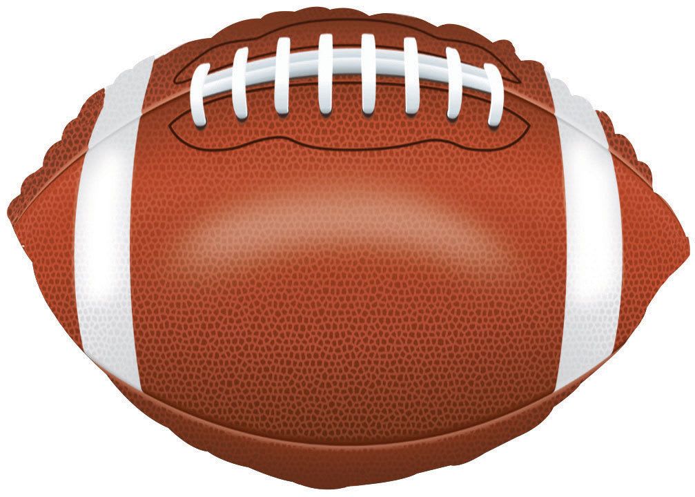 18" Football Mylar - Score a touchdown with this playful 18" football mylar balloon - a spirited accent perfect for a birthday gift, game-day celebration, or to cheer on a favorite player. The football-shaped balloon reads sporty and casual, making the person you're thinking of feel celebrated whether it's for a kid's party, coach appreciation, or a tailgate surprise.  The balloon shows a classic American football look with a textured brown surface, crisp white side stripes and laces, and a bold graphic silhouette in orange, white, and black tones that pop against the clean background. Lightweight and easy to pair, it ships as a single hard-good accent ready to attach to bouquets, gift baskets, or a table centerpiece.  Pair this 18" mylar with fresh blooms or treats to create a themed arrangement that says "let's celebrate" without overdoing it. Balloon stays inflated longer than latex and makes a lively focal point; if included with flowers, we recommend securing it on a pick or weight so it arrives perfectly presented.
