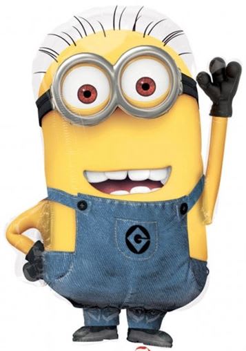 Minion character balloon with goggles and blue overalls