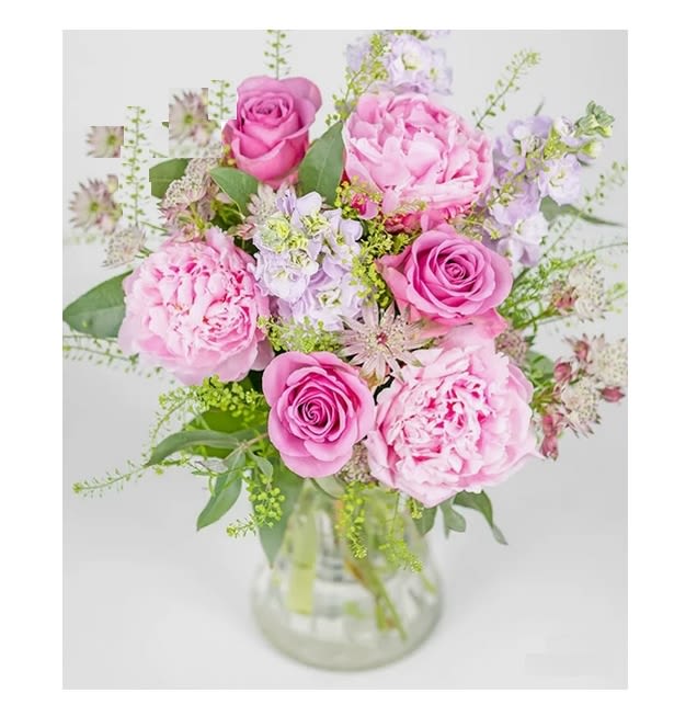 Peony Splash Of Water Bouquet - Our Peony &amp; Rose bouquet is affordable yet stunning, perfect for every occasion. With two of the most popular stems featuring in this beautiful bouquet it's not hard to see why this is one of our most loved bouquets