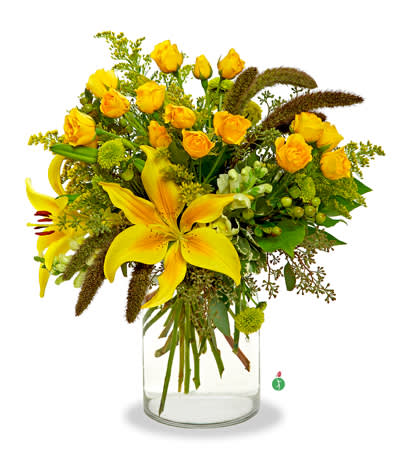 Good as Gold by citywide florist nyc - Citrus-hued blossoms – including roses, lilies and more – create a mix of mellow yellows in this pretty bouquet, that’s as sweet as a lemon chiffon pie. The perfect way to brighten someone’s day!