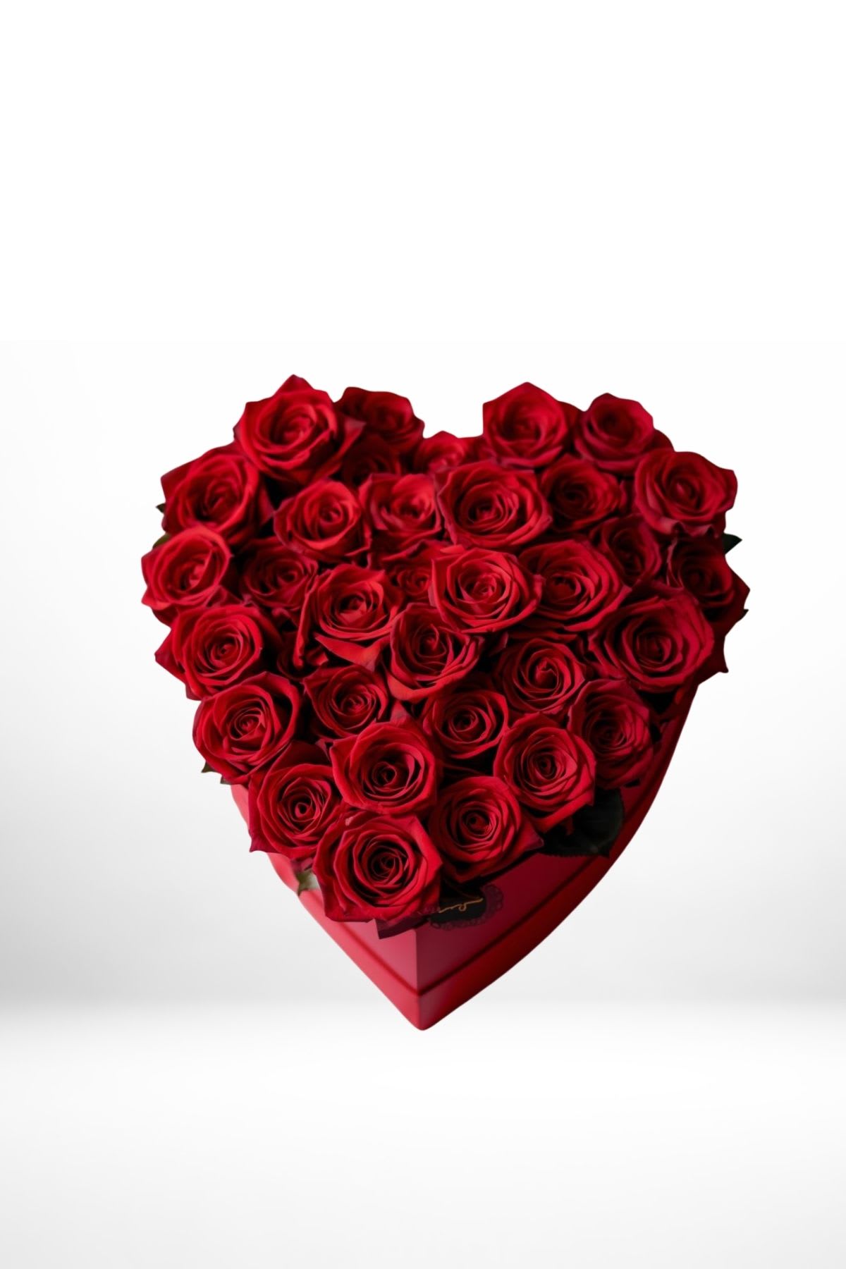 Heart-shaped box filled with red roses