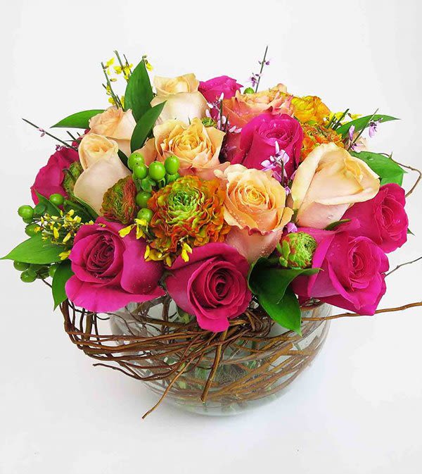 Little Treasures  - The Little Treasures rose flower arrangement is hand-crafted with the most delicate fresh roses of the day and seasonal greenery in a glass bowl vase.   This floral masterpiece is perfect for expressing love, and gratitude, or simply to infuse a space with beauty.  Approximately 10" H x 15" W. 