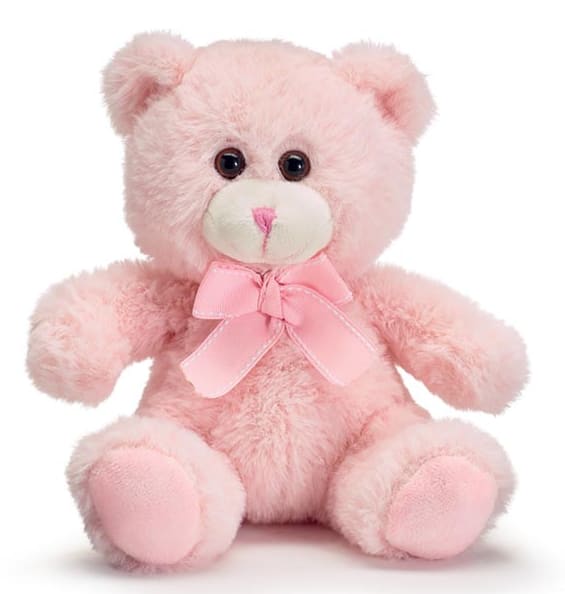 Pink teddy bear with a ribbon bow