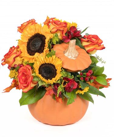 Pumpkin Spice - This Charming little Pumpkin is over flowering with Autumn colors and style. A perfect addition to ant home or office for the autumn decor.