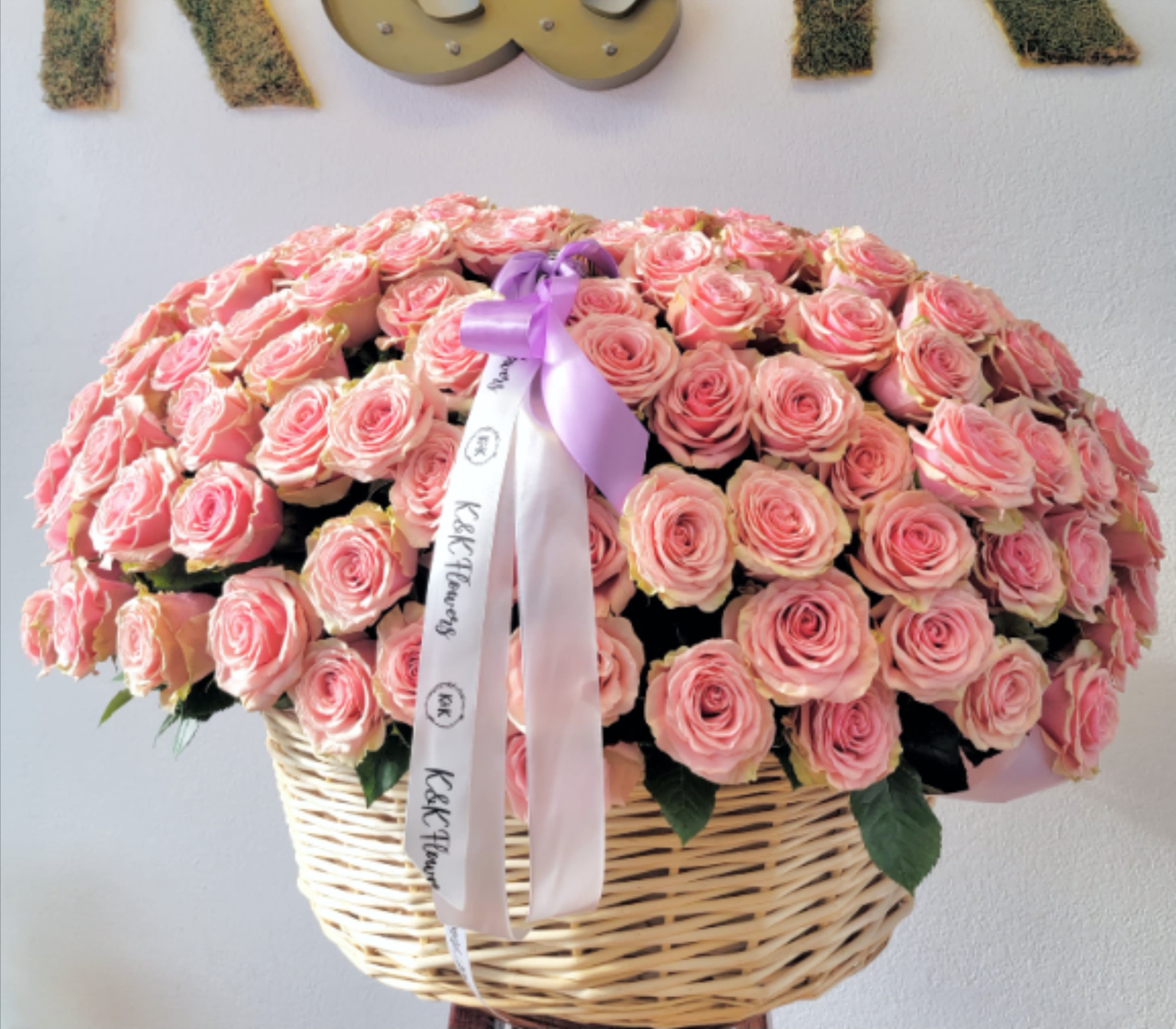 200 Pink Roses Basket - 200 pink roses GIANT basket. 