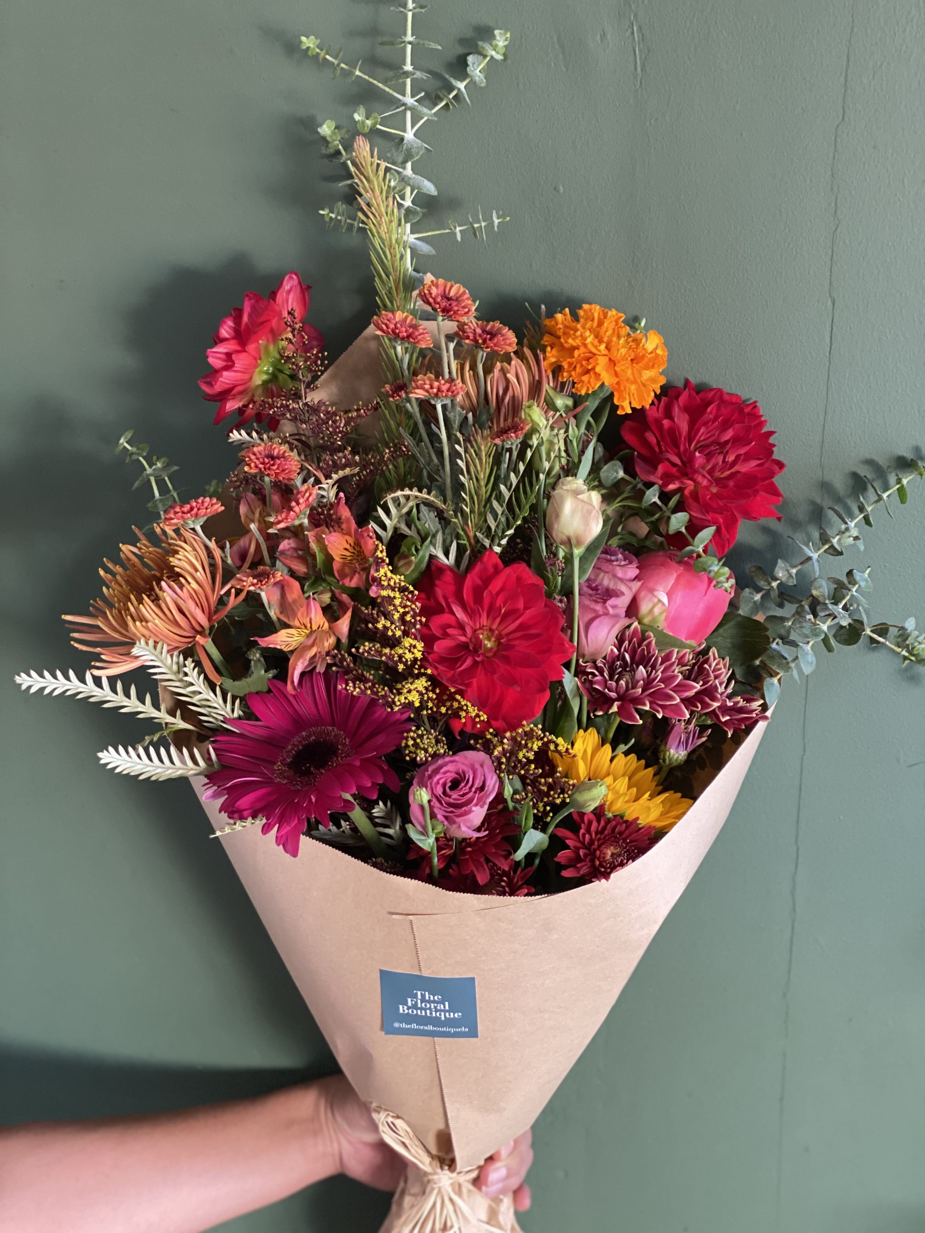 Appreciate You -  A hand wrapped bouquet with in season fall color fresh blooms