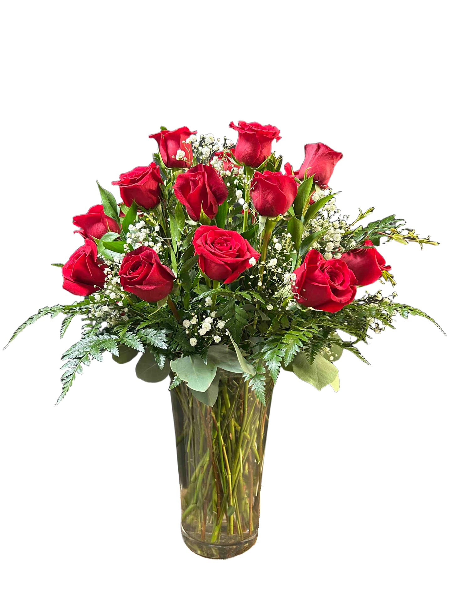 Roses Are Red Bouquet - 18 red roses arranged in a vase