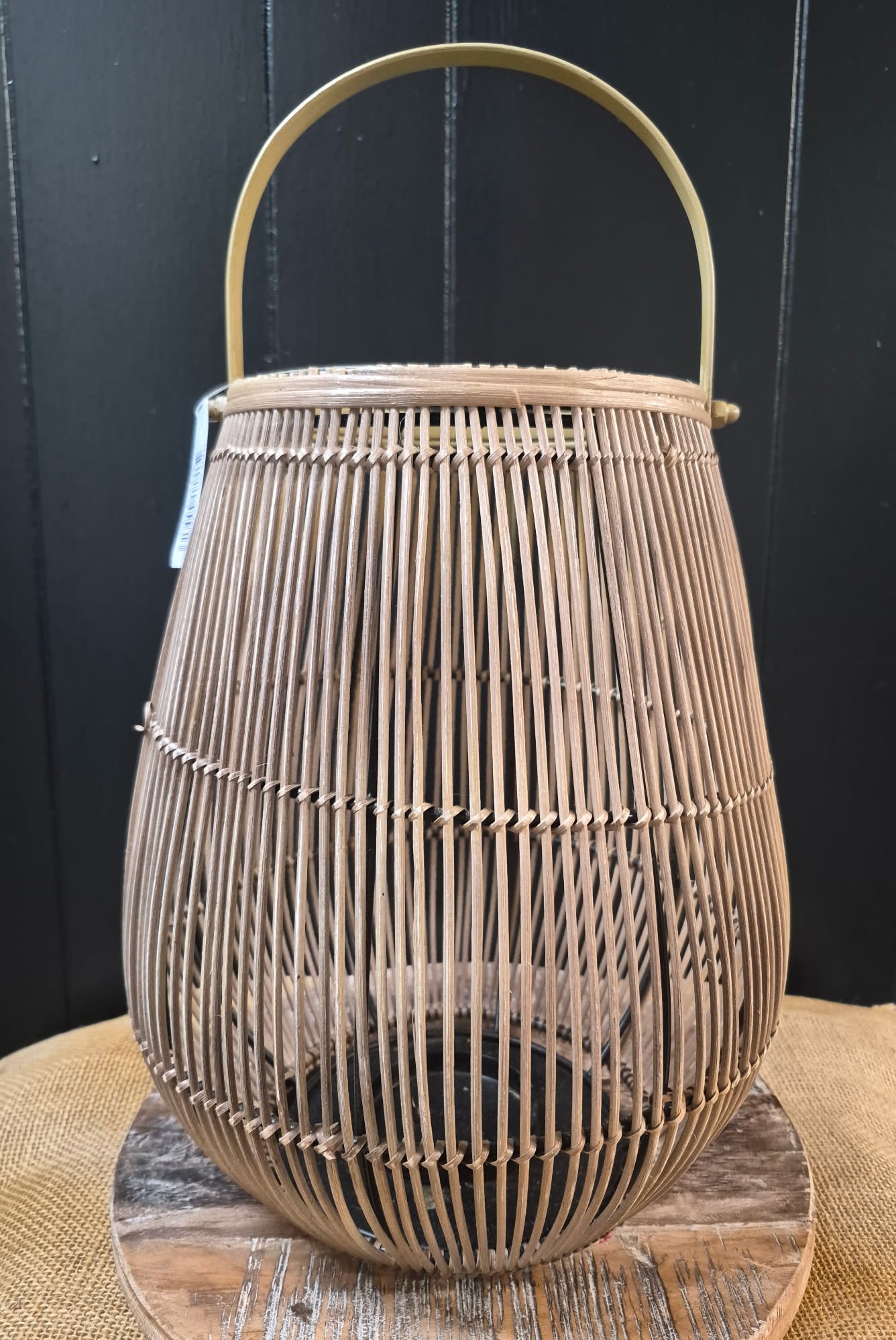 Large Rattan Lantern - This beautiful rattan 13" lantern is a gift-ready centerpiece Dimensions:  10" x 13"