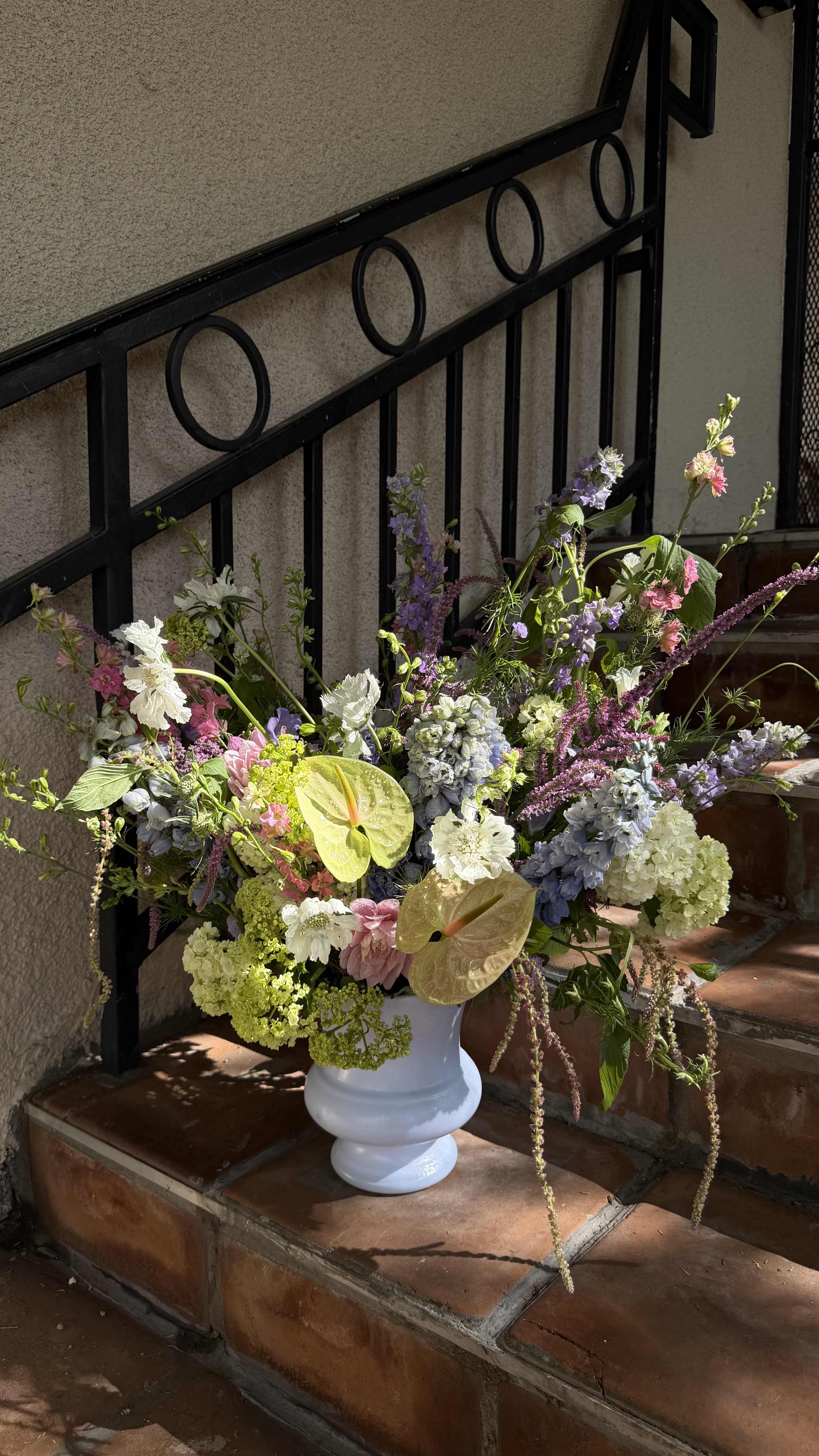 Botanic Vibe - Stunning flower vase full of Delphinium, Anthuriums, and other mixed flowers