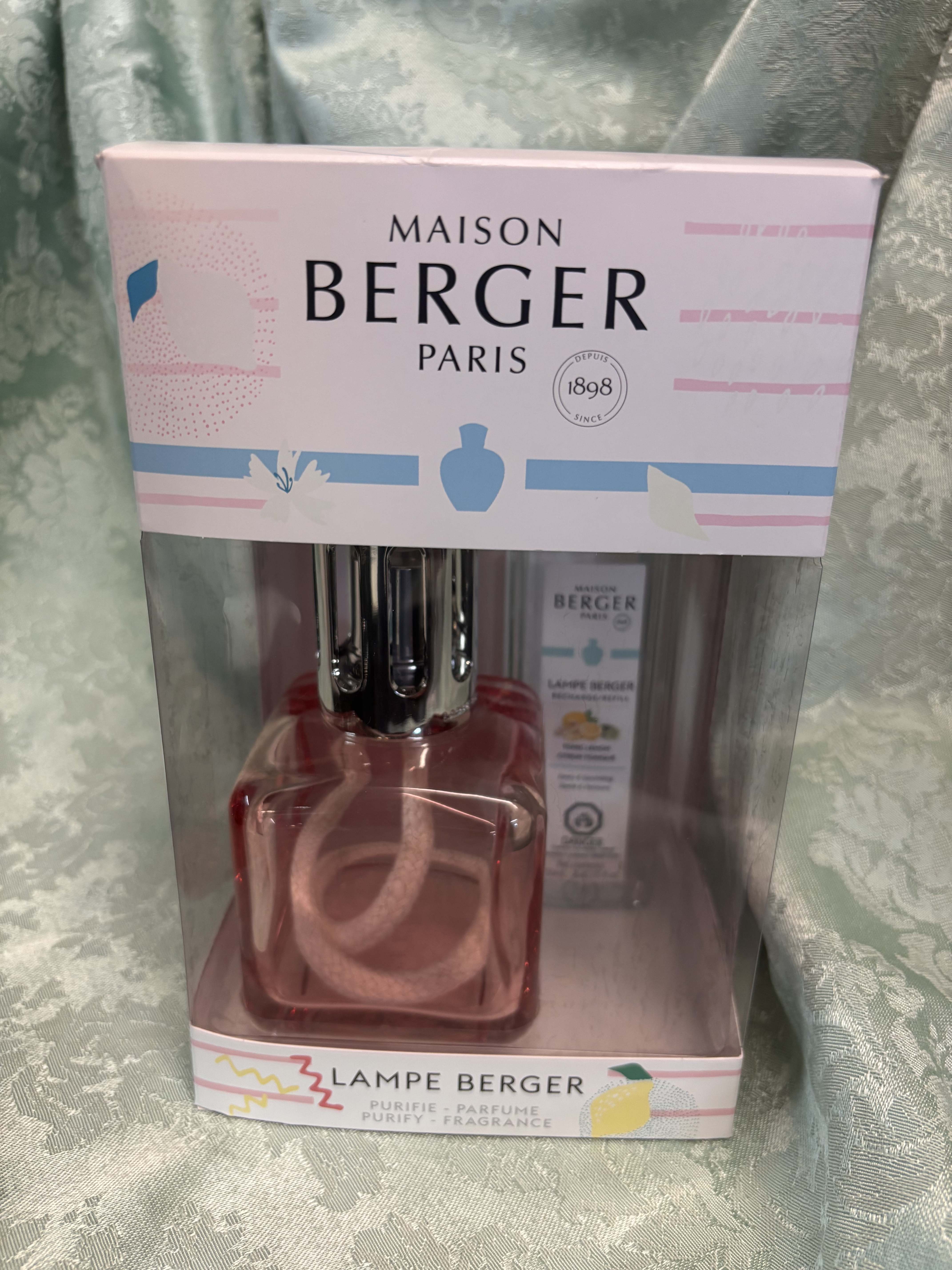 Maison Berger Paris fragrance lamp set in pink packaging