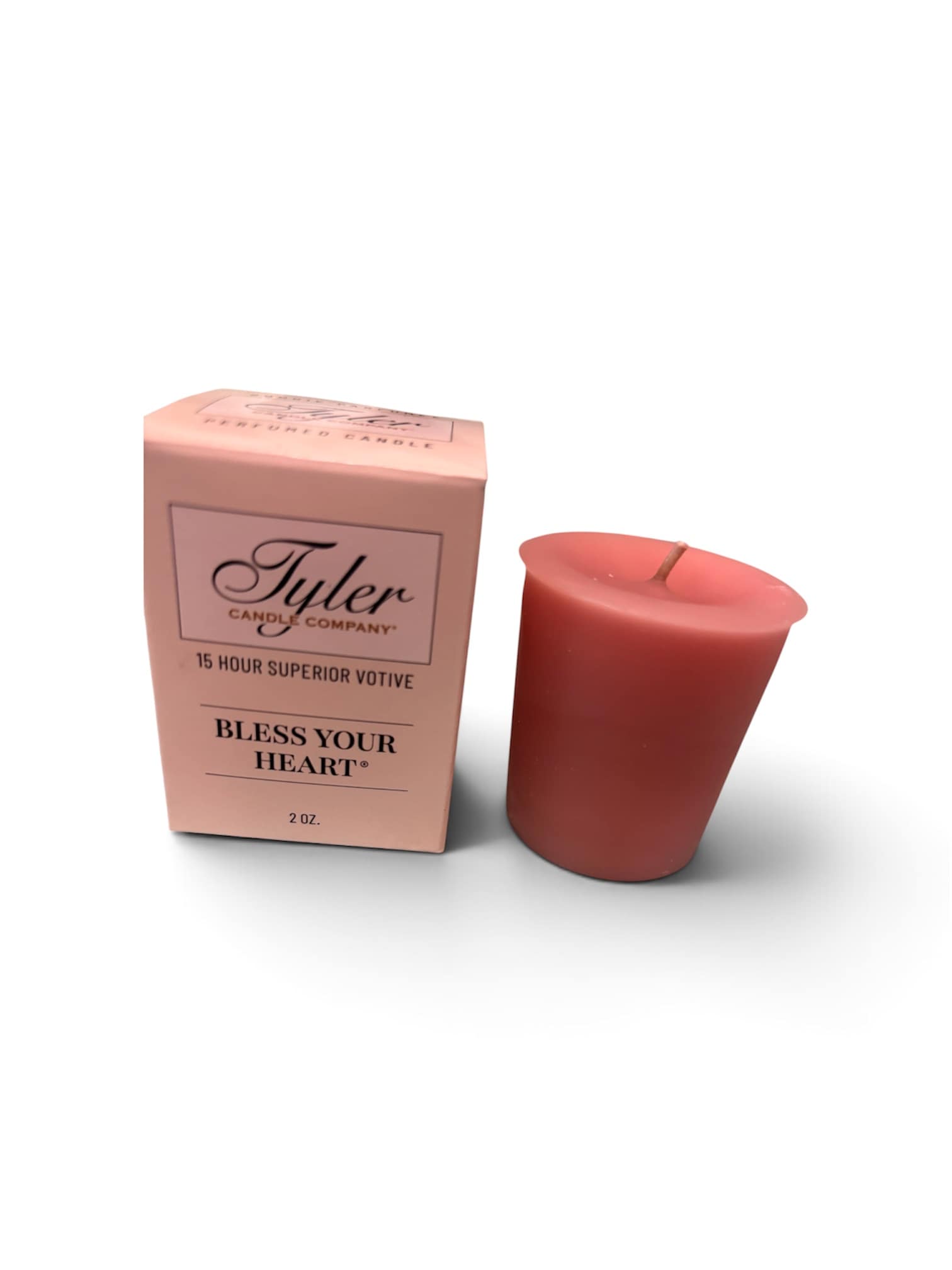 Pink votive candle with matching box