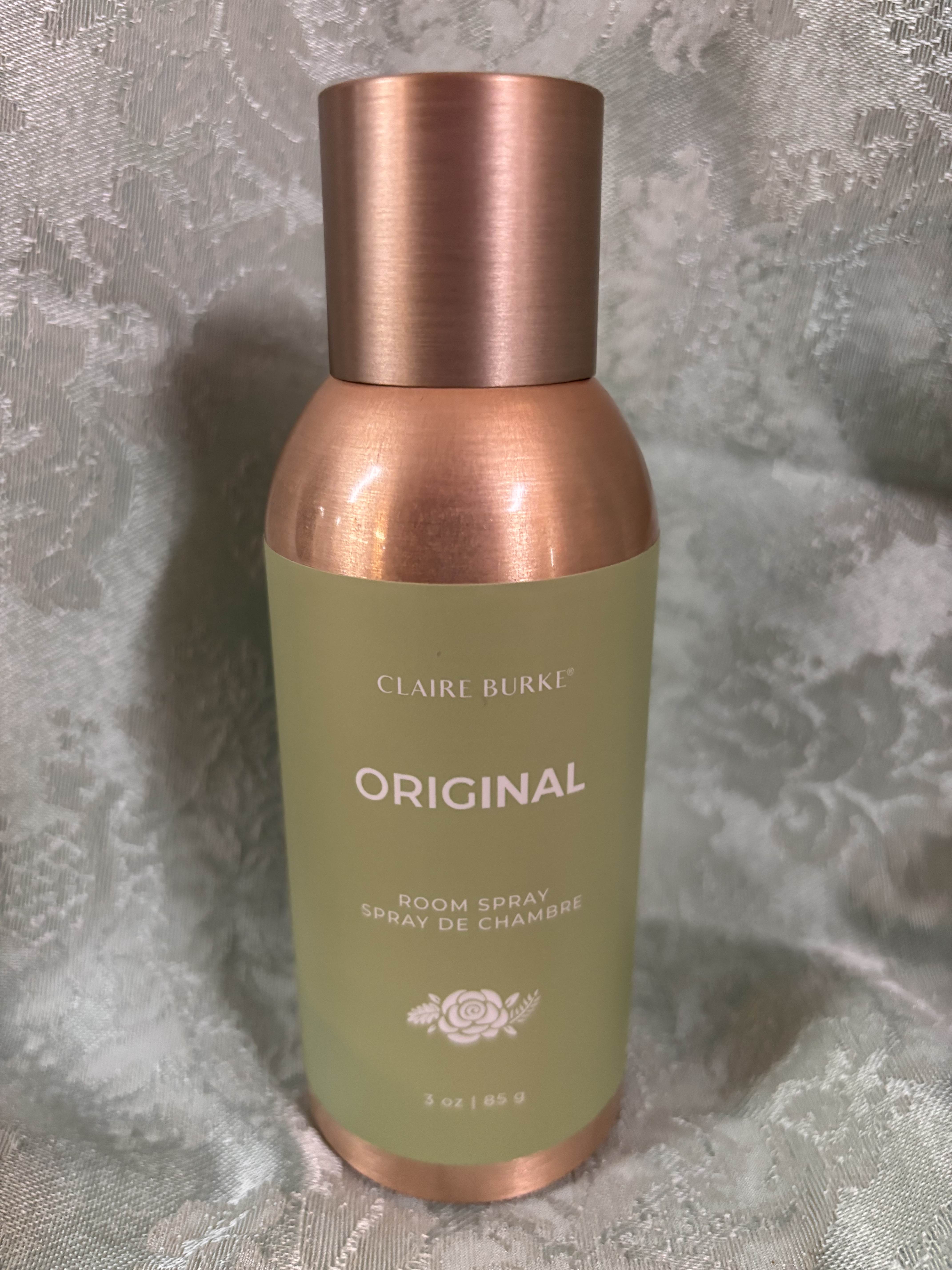 Claire Burke Original room spray bottle with a copper cap