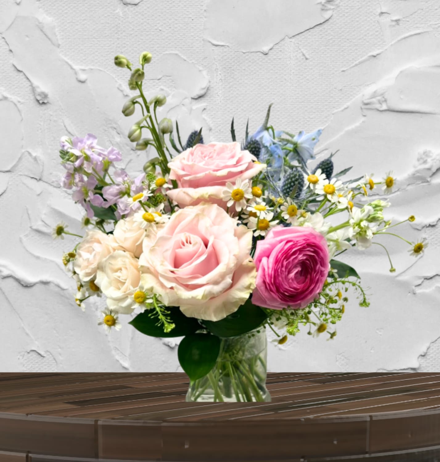 The Masters Miniature Study - "Hand-crafted by accredited Master Florist Tricia Won (AIFD, EMC, IMF) using premium seasonal market blooms. No two arrangements are identical."  Soft, sweet, and perfectly proportioned, our Masters Miniature Study is a masterclass in delicate design. Characterized by its neat, compact "nosegay" style, this petite arrangement is hand-tied to offer high-impact beauty in an elegant, manageable size.  Whether you are seeking a dainty bridesmaid bouquet, a sophisticated prom accessory, or a thoughtful "just because" gift, this versatile arrangement is crafted to reflect your unique style.  Perfect For Every Occasion Weddings: A chic choice for minimalist brides or coordinated bridesmaid and flower girl bouquets.  Prom &amp; Formals: A stylish, handheld alternative to a traditional wrist corsage.  Everyday Joy: The ideal size for a bedside carafe or a small kitchen table accent.  Customization &amp; Design Signature Shape: A dense, round cluster of premium blooms with stems wrapped in satin ribbon or rustic twine.  Artisan Selection: We use the freshest daily arrivals—from velvet roses and ruffled ranunculus to delicate sprigs of waxflower.  Bespoke Palette: Fully customizable to match your event theme, from "Classic White" to "Vibrant Wildflower."  