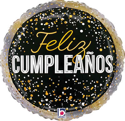 Round birthday balloon with "Feliz Cumpleaños" text