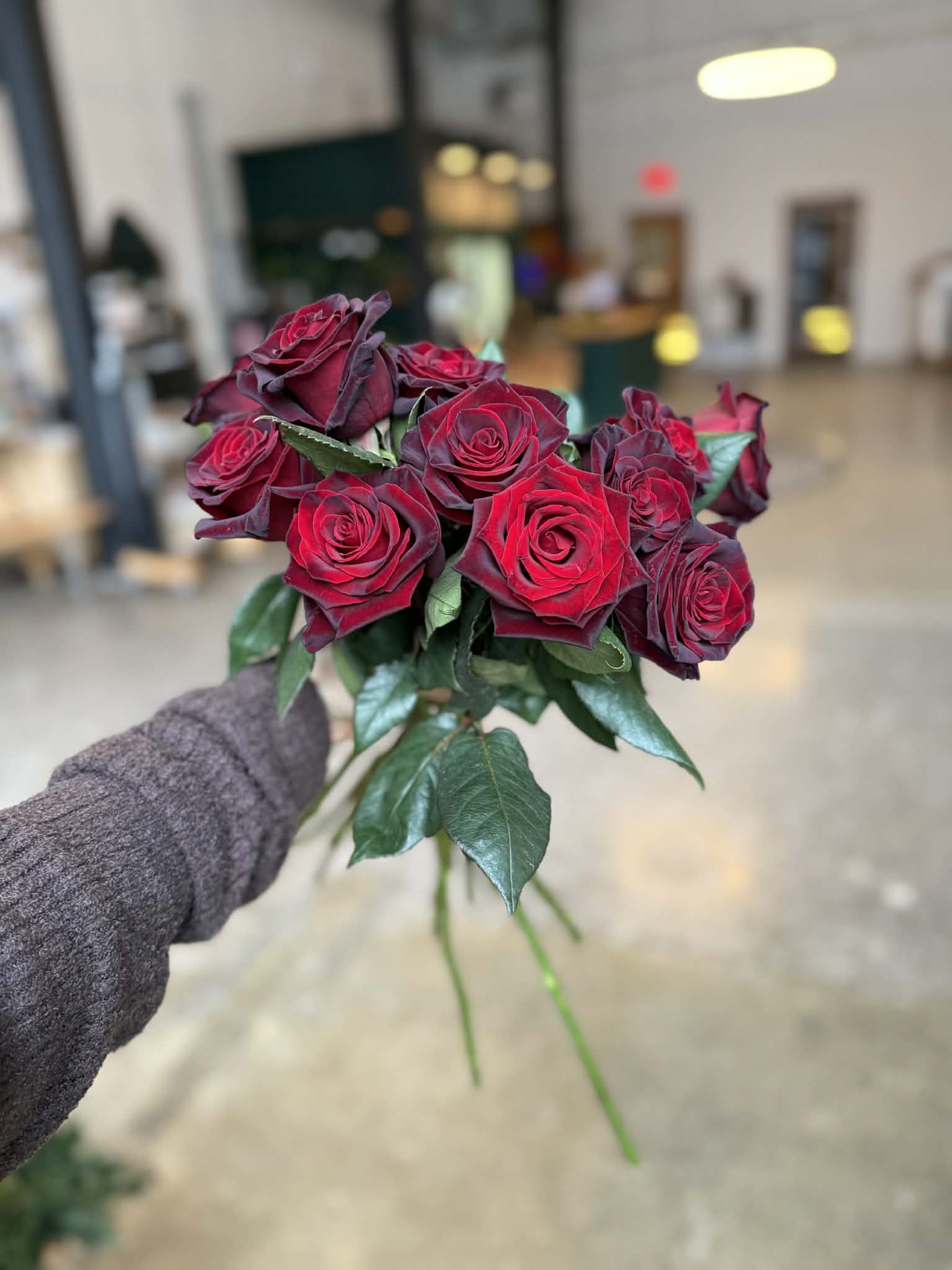 Black Baccara Roses in a Vase - Dark, dramatic, and undeniably romantic, our Black Baccara Roses are designed for those who appreciate something bold and unforgettable. Known for their deep burgundy petals that appear almost black, Black Baccara roses offer a rich, moody alternative to traditional red roses.  Arranged in a glass vase with fresh seasonal greens and subtle filler, this bouquet is elegant, refined, and perfect for making a sophisticated Valentine’s statement.