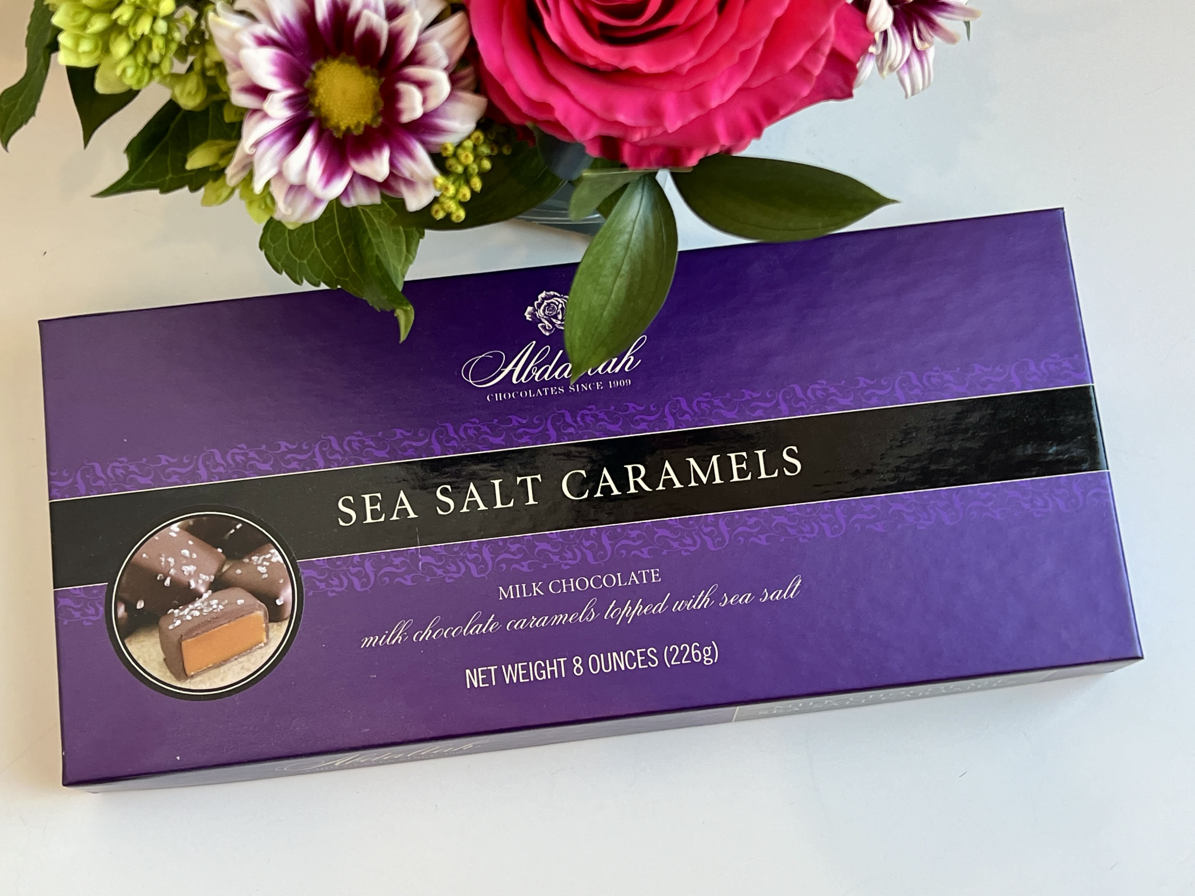 Candy-3 - Abdallah's Box of Sea Salt Caramels - Milk Chocolate Caramels Topped With Sea Salt.
