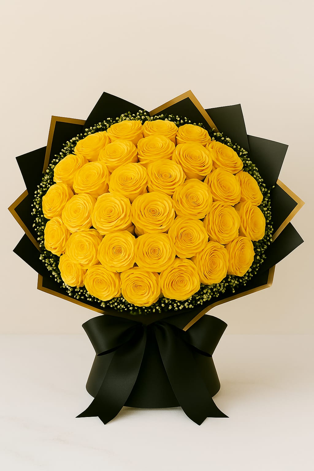Ramo Amarillo by Latin Lady Luxe - 50 Roses standard 75 Roses Deluxe 100 Roses Premium