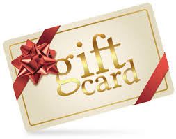 Gift card with a red bow and ribbon