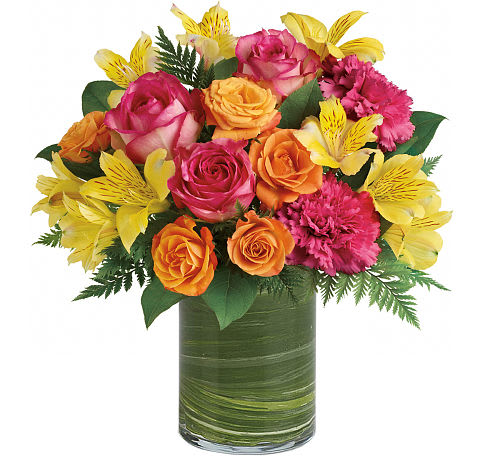 vivid colours  floral arrangement - Introducing our Summer Lovin' floral arrangement, a vibrant celebration of the season's warmth and beauty