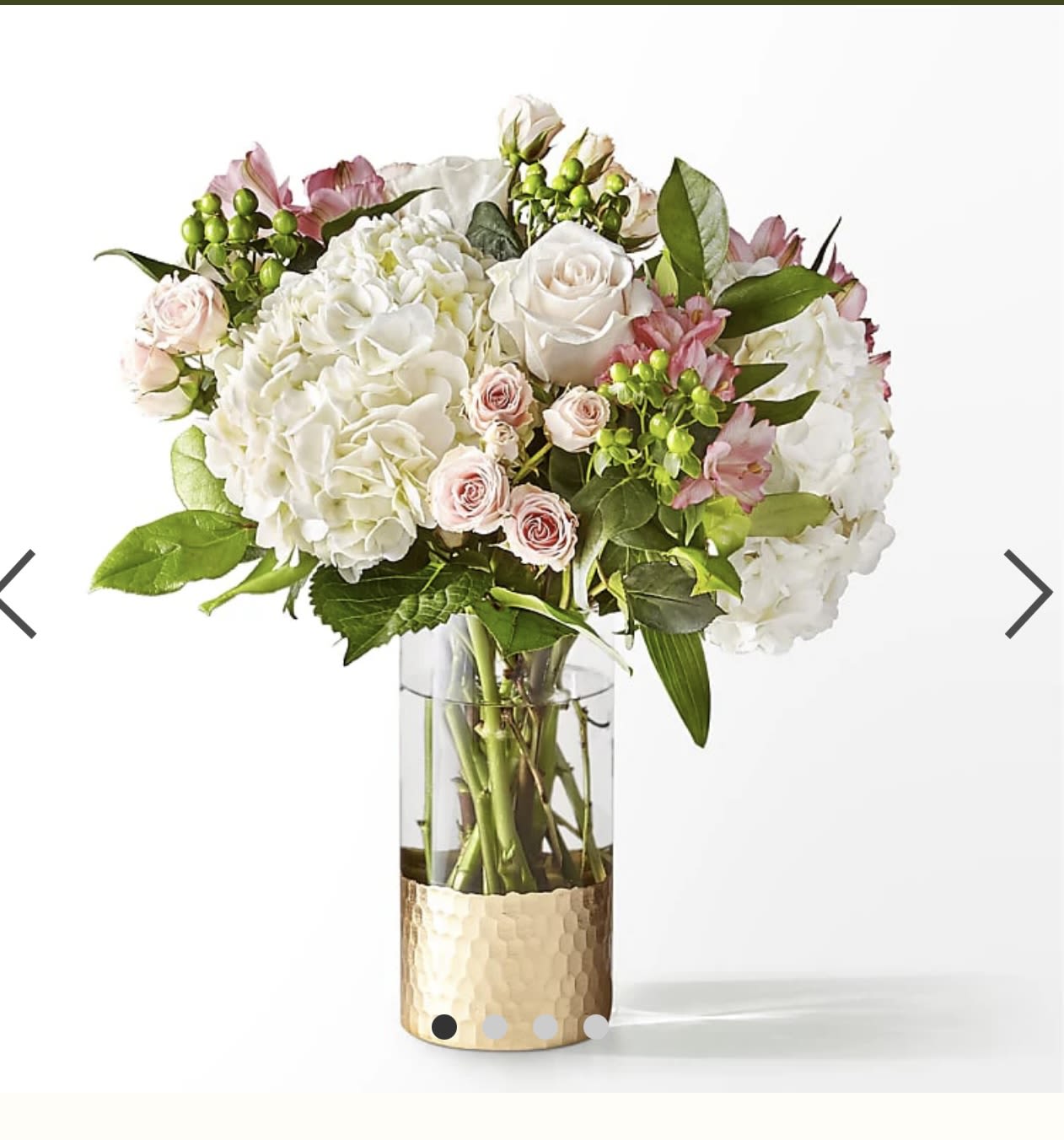 PRETTY GIRL - GOLD VASE WITH HYDANGEAS AND ROSES