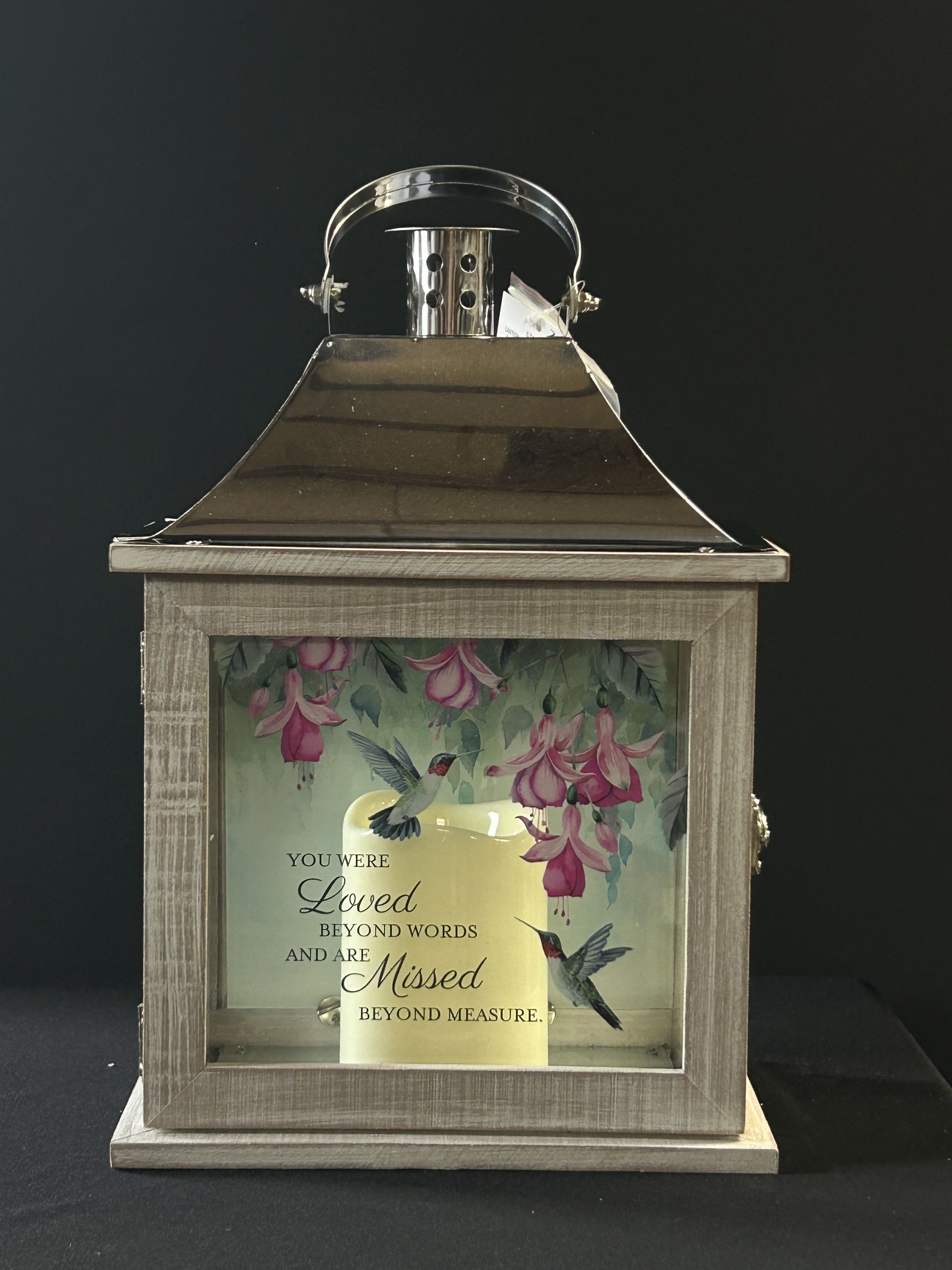 Loved Beyond Lantern - Beautiful lantern to brighten a dark spot in the house, great gift or a little something for yourself! Lantern comes with batteries included