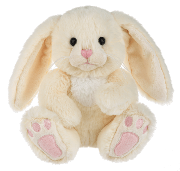 Plush cream bunny with pink nose and paw pads