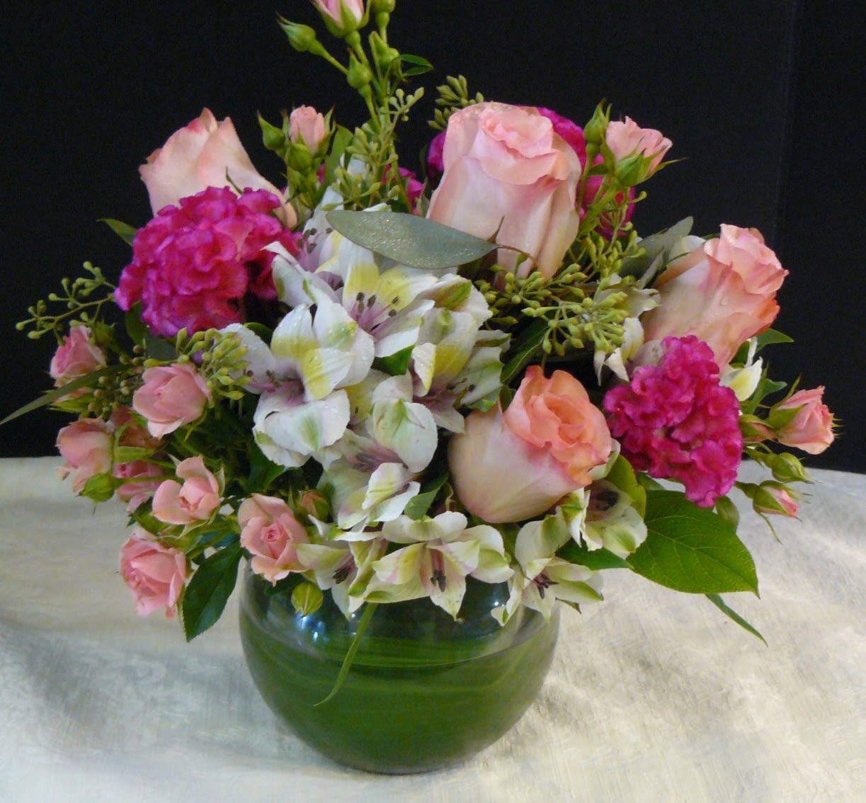 PINK-A-BOO - Roses, Spray Roses, Alstroemeria, Seasonal Flowers,  Fancy Greens  
