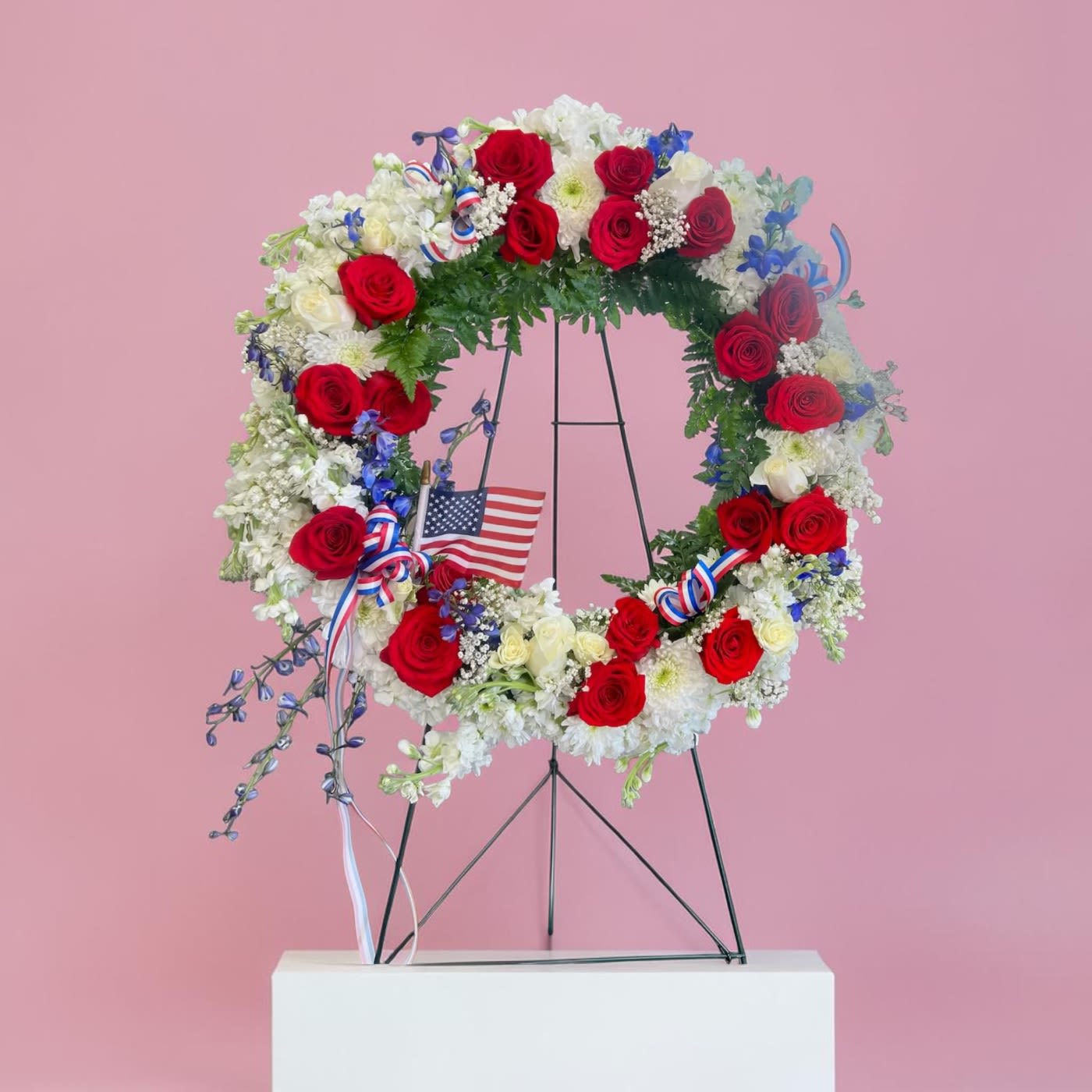 Patriotic Wreath - An impressive way to remember someone patriotic. 