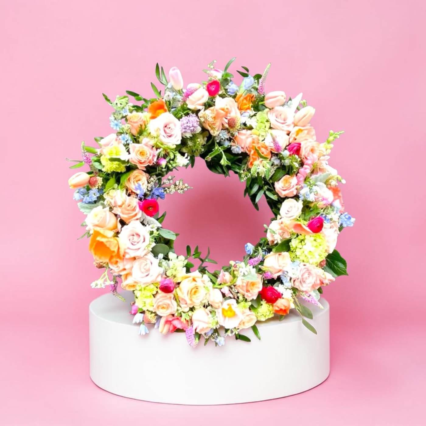 Spring Rememberance - What a fresh yet soft colorful wreath to pay tribute to the one you love. 