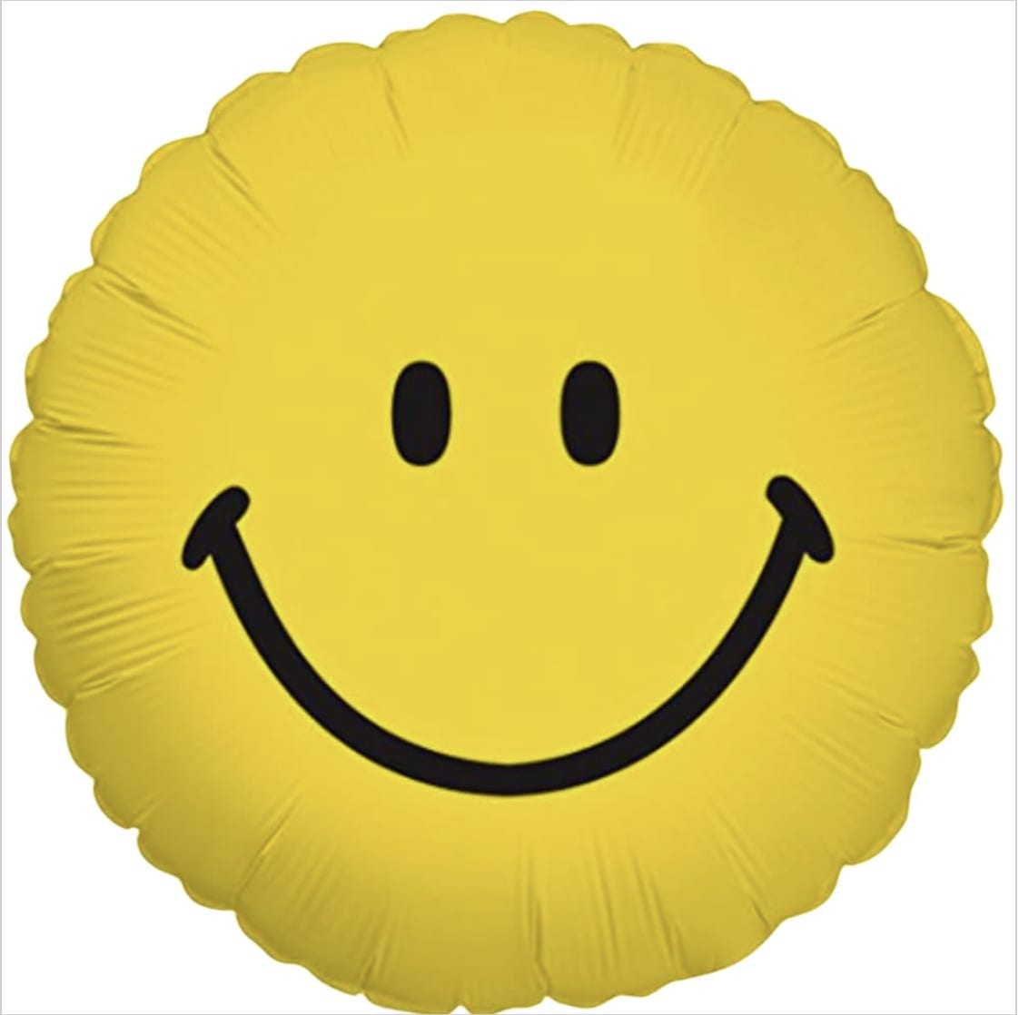 Yellow smiley face balloon on a white background