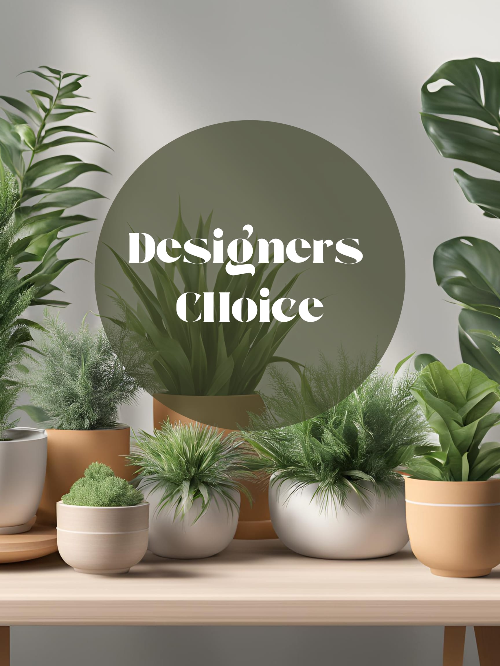 Assorted potted green plants arranged on a table