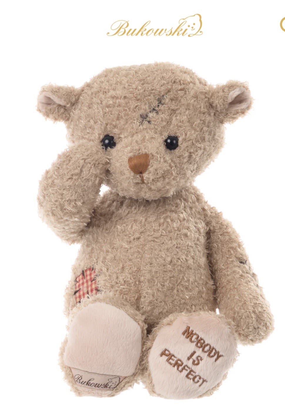 Nobodys Perfect Bear - Premium plush teddy with stiches and patches