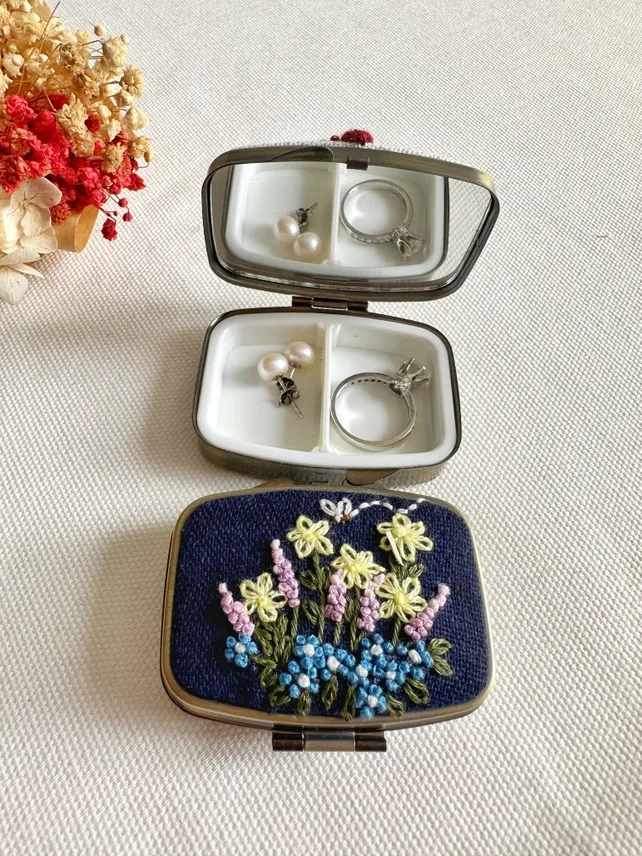 Navy Blue Pill Box - Navy Blue hand stitched pill box, perfect for medications or jewelry