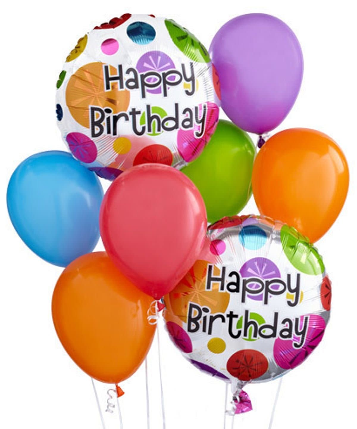 BIRTHDAY BUNDLE MYLAR AND LATEX BALLOONS - A CUTE BUNDLE OF BIRTHDAY MYLAR BALLOONS MIXED IN WITH SOME LATEX BALLOONS
