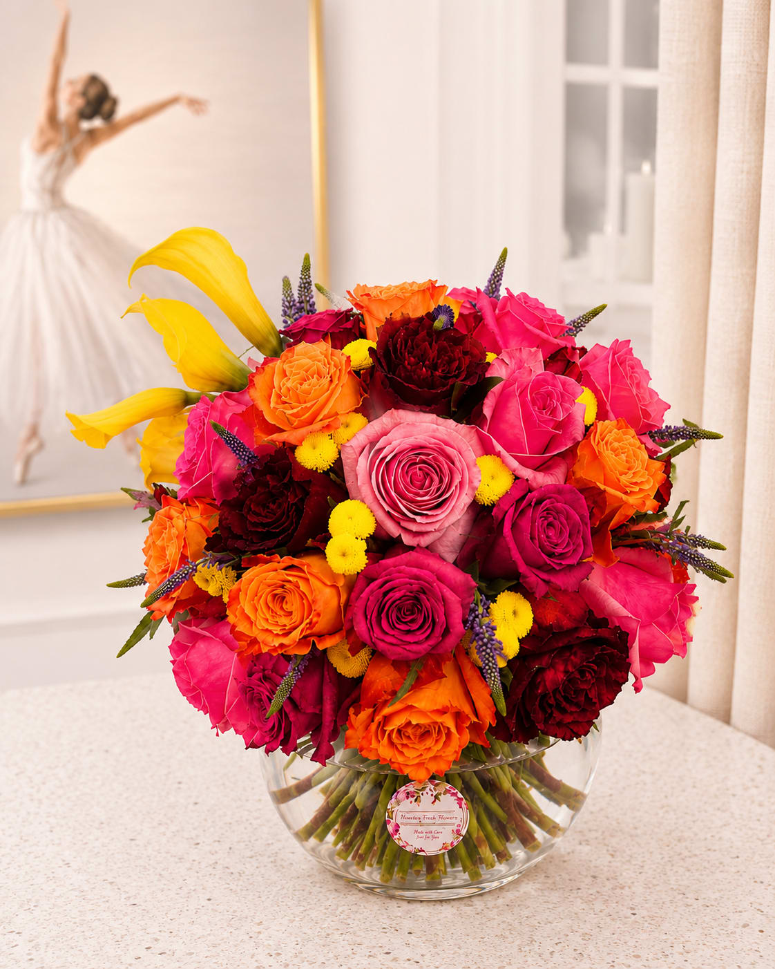 Bloom Roses - We are dedicated to delivering your emotional sentiments with the utmost care, ensuring that each arrangement is fresh, beautiful, and arrives on time. Due to the natural variability of flowers, as well as seasonal and regional availability, substitutions may occasionally be necessary. Rest assured, any substitutions will be of equal or greater value, and we will make every effort to preserve the overall design, including the shape, size, style, and color combinations of the arrangement. 