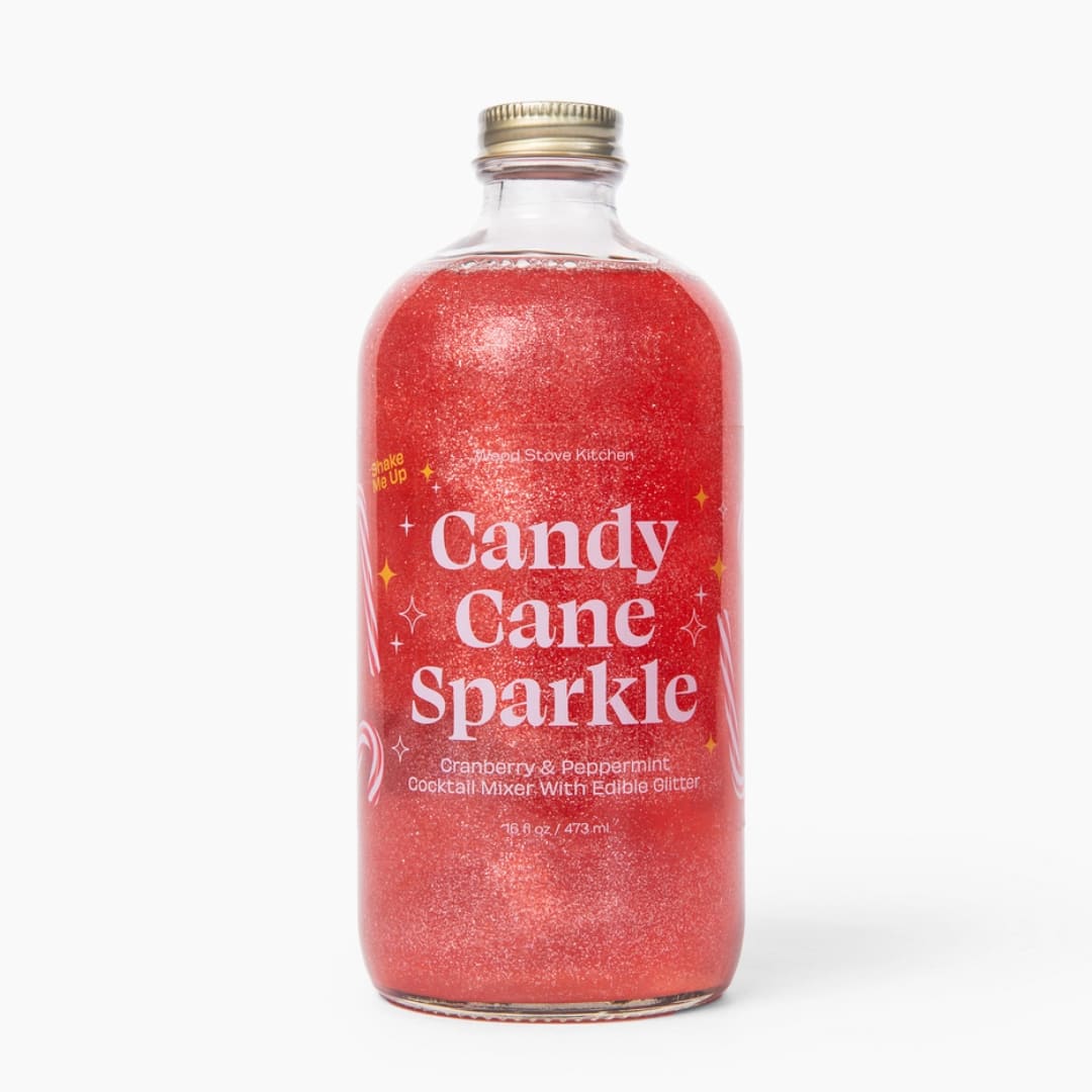 Bottle of red sparkling cocktail mixer with a gold cap