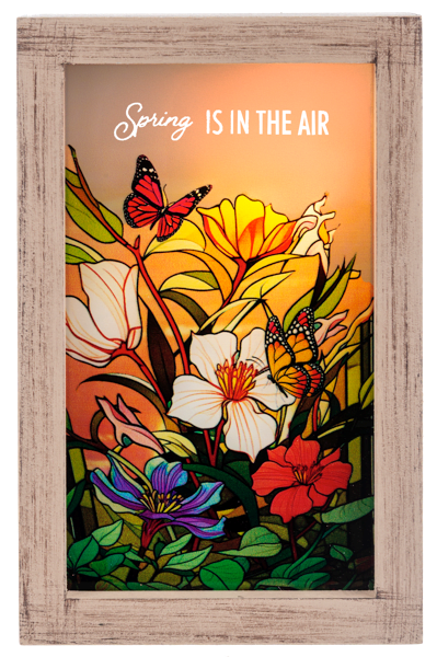 "Spring is In The Air" Light up plaque - This cute little plaque stands 5 in tall and lights up. Perfect for any occasion.