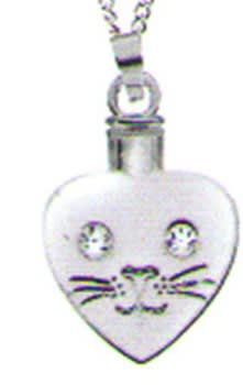 Heart-shaped cat face pendant with a bail at the top