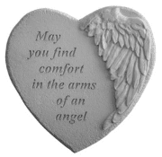 Heart-shaped angel plaque with a comfort quote