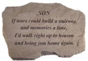 Stone plaque with a memorial quote for a son