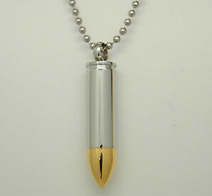 Bullet-shaped pendant necklace on a ball chain
